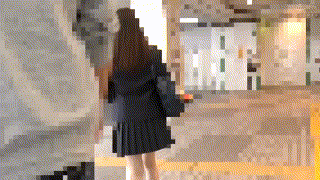 y011【紺ブレ紐リボンちゃん 11】上坂めい エロGIF 1
